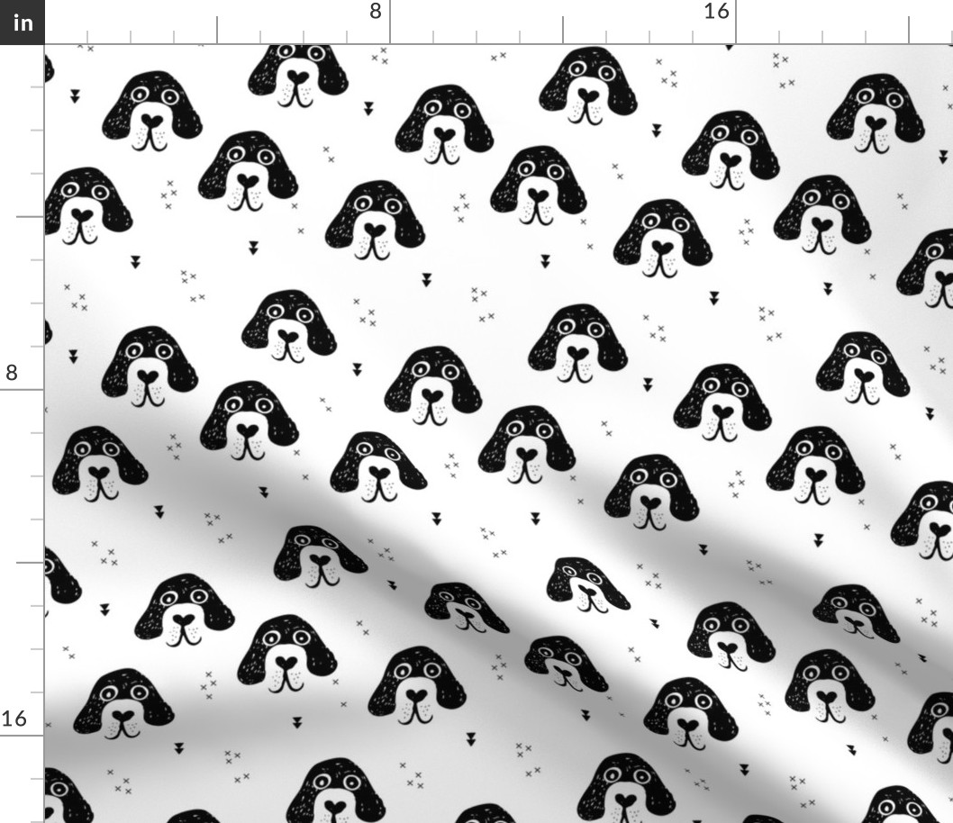 Monochrome dogs and puppy love geometric beagle abstract golden retriever 