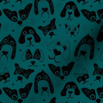 Dogs are awesome cool puppy love animal design black ink on teal green