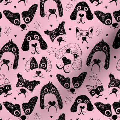 Dogs are awesome cool puppy love animal design black ink on pink