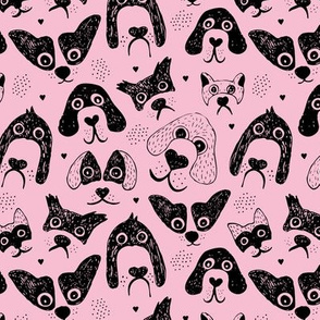 Dogs are awesome cool puppy love animal design black ink on pink