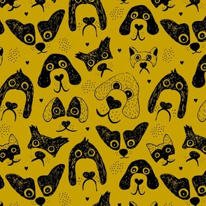 Dogs are awesome cool puppy love animal design black ink on mustard JUMBO