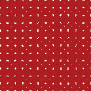 Red french inspired repeat pattern with white small elements