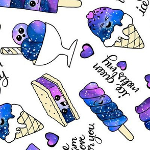 Galaxy Ice Cream Pattern on White Rotated