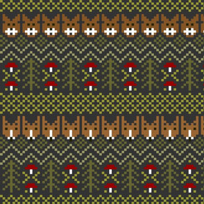 fair isle style dark forest scene