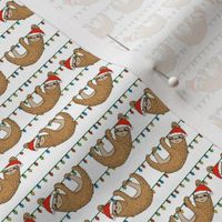 MINI - christmas sloth, cute christmas fabric, sloth fabric, holiday sloth fabric, christmas lights, christmas fabric - light