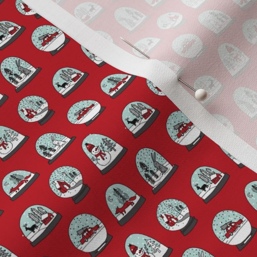 MINI -  snowglobe fabric, christmas fabric, snowglobe design, christmas fabric by the yard- tiny print