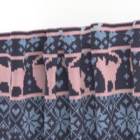 Normal scale // Fair Isle Knitting Cats Love // dark violet background white and violet kitties and details