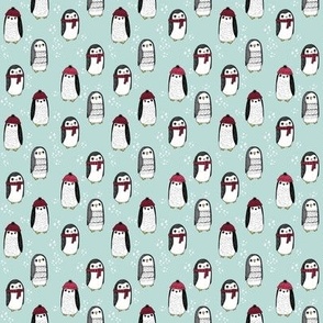 MINI christmas penguin fabric - christmas fabric, penguin fabric, winter fabric, tiny print, mini print, cute kawaii print, andrea lauren - light