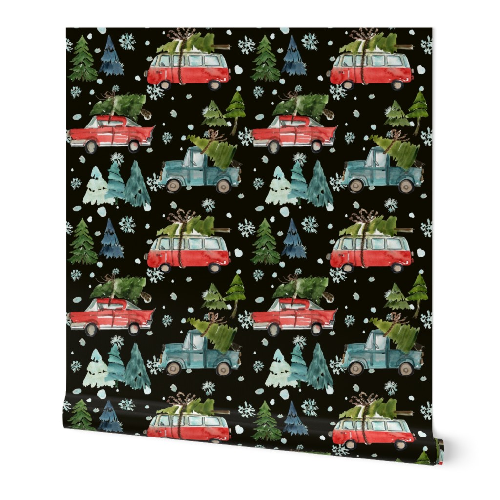 8" Santa's Other Ride // Woodland Trees Black