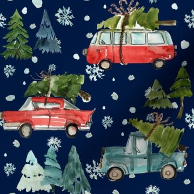 8" Santa's Other Ride // Woodland Trees // Navy