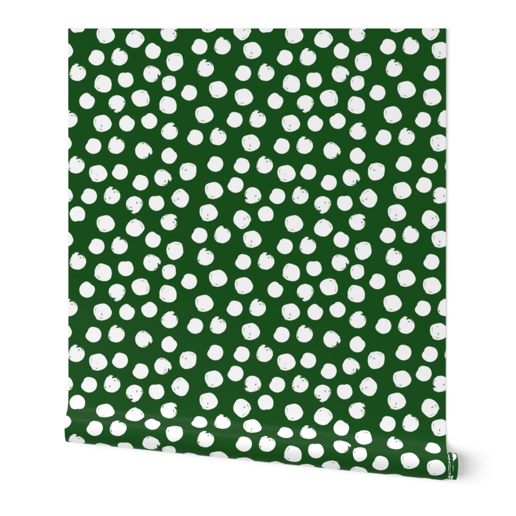 4" White Polka Dots Green Back