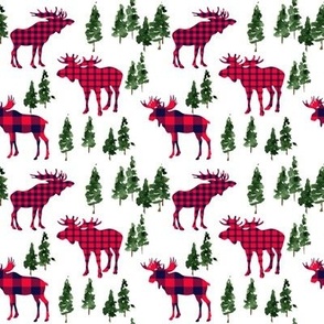 4" Woodland Moose Plaid // White