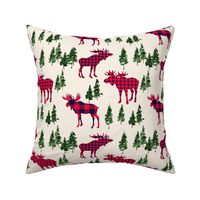 8" Woodland Moose in Plaid // Cream