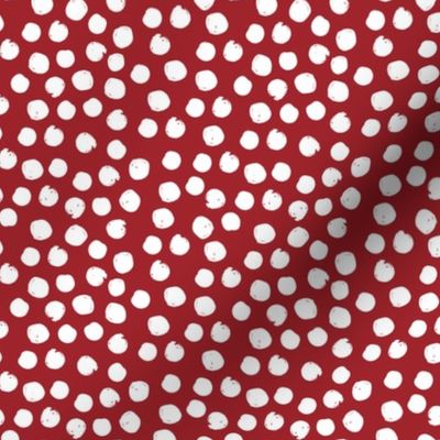 8" White Polka Dots Red Back