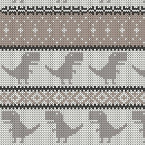 Dino Fair Isle - neutrals - T-rex winter knit