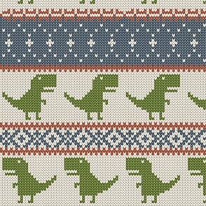 Dino Fair Isle - OG w/green - T-rex winter knit
