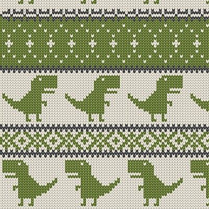 Dino Fair Isle - Green - T-rex winter knit