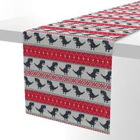 Dino Fair Isle - Red and blue - T-rex winter knit