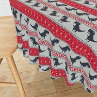 Dino Fair Isle - Red and blue - T-rex winter knit