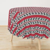 Dino Fair Isle - Red and blue - T-rex winter knit