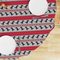 Dino Fair Isle - Red and blue - T-rex winter knit