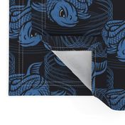 ★ KOI FISH INVASION ★ Black & Blue - Large Scale / Collection : Japanese Koi Block Print