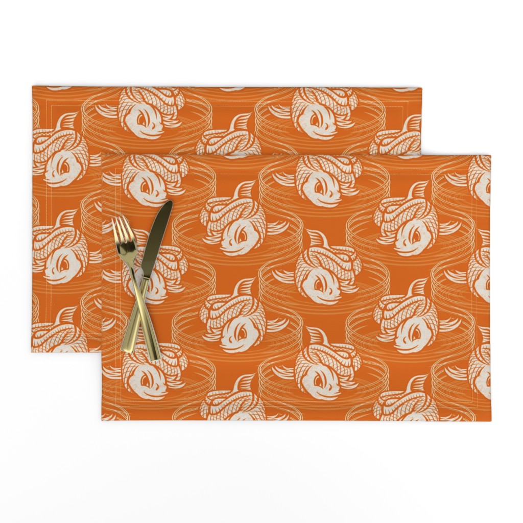 ★ KOI FISH INVASION ★ Orange & White - Large Scale / Collection : Japanese Koi Block Print