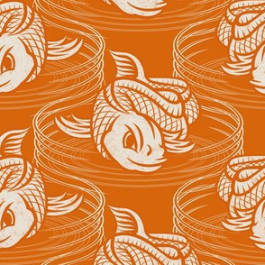 ★ KOI FISH INVASION ★ Orange & White - Large Scale / Collection : Japanese Koi Block Print