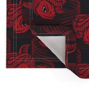 ★ KOI FISH INVASION ★ Black & Red - Large Scale / Collection : Japanese Koi Block Print