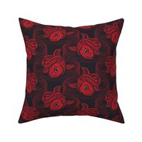 ★ KOI FISH INVASION ★ Black & Red - Large Scale / Collection : Japanese Koi Block Print