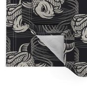 ★ KOI FISH INVASION ★ Black & White - Large Scale / Collection : Japanese Koi Block Print