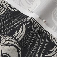 ★ KOI FISH INVASION ★ Black & White - Large Scale / Collection : Japanese Koi Block Print