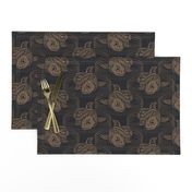 ★ KOI FISH INVASION ★ Black & Taupe - Large Scale / Collection : Japanese Koi Block Print