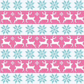 Watercolor Fair Isle in Pink & Blue