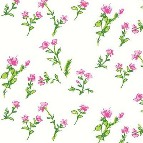 Little Wildflowers in Pink and Green