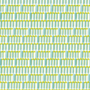 Midcentury Block Print - Yellow and Aqua