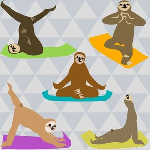 Yoga sloths with decorations