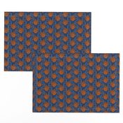 ★ KOI FISH INVASION ★ Navy Blue & Orange - Small Scale / Collection : Japanese Koi Block Print