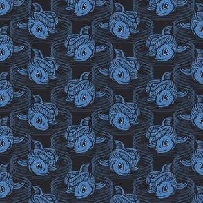 ★ KOI FISH INVASION ★ Black & Blue - Small Scale / Collection : Japanese Koi Block Print