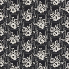 ★ KOI FISH INVASION ★ Black & White - Small Scale / Collection : Japanese Koi Block Print