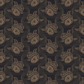 ★ KOI FISH INVASION ★ Black & Taupe - Small Scale / Collection : Japanese Koi Block Print