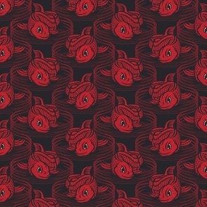 ★ KOI FISH INVASION ★ Black & Red - Small Scale / Collection : Japanese Koi Block Print