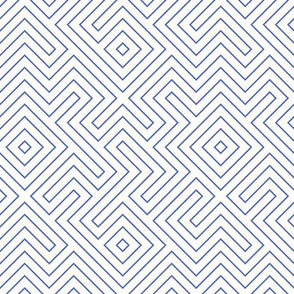 Half Scale Tribal Maze Periwinkle and White