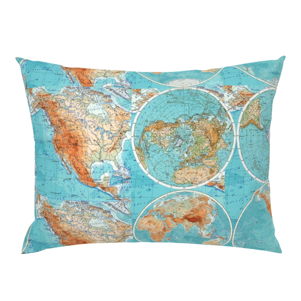 Map Wraps™ Mother Earth Cotton Sateen Fat Quarter (Sky Blue)