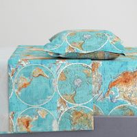 Map Wraps™ Mother Earth Cotton Sateen Fat Quarter (Sky Blue)