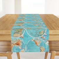 Map Wraps™ Mother Earth Cotton Sateen Fat Quarter (Sky Blue)