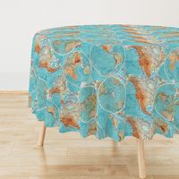 Map Wraps™ Mother Earth Cotton Sateen Fat Quarter (Sky Blue)