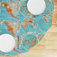 Map Wraps™ Mother Earth Cotton Sateen Fat Quarter (Sky Blue)