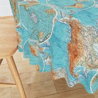 Map Wraps™ Mother Earth Cotton Sateen Fat Quarter (Sky Blue)