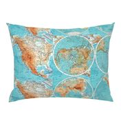 Map Wraps™ Mother Earth Cotton Sateen Fat Quarter (Sky Blue)